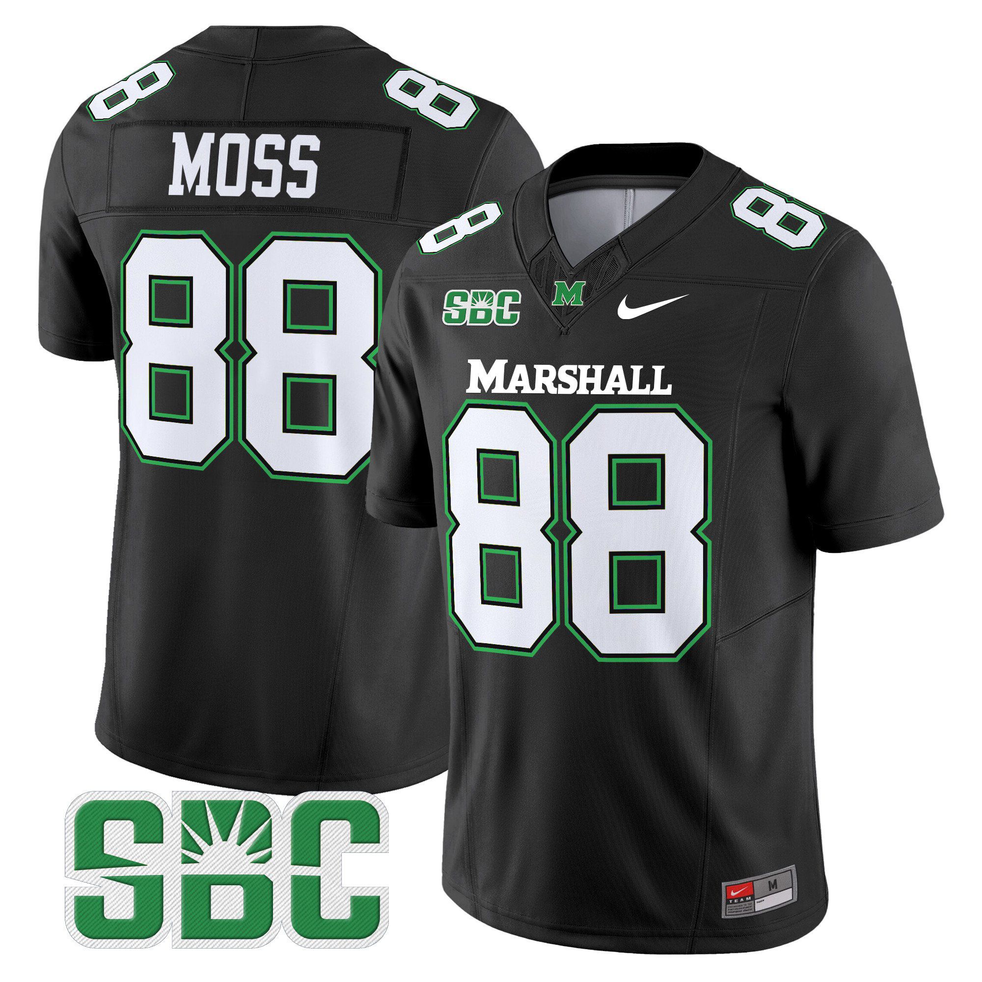 Men Marshall Thundering Herd #88 Moss Black Nike 2024 Vapor Limited NCAA Jersey style 1->customized ncaa jersey->Custom Jersey